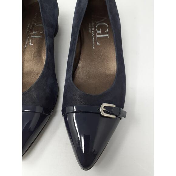 AGL Atillio Giusti Leombruni Pointy Toe Pump Navy size 41.5 Shoes Career - Picture 3 of 14